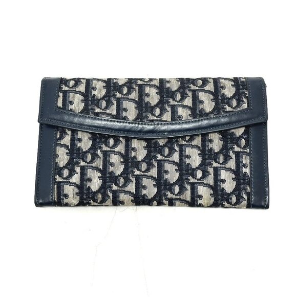 Dior Trotter jacquard Vintage flap long wallet Kisslock Long Wallet - Picture 1 of 16